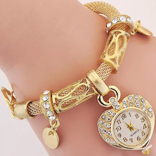 2021 Söt gyllene silver hjärta armband watch INS stil flicka kvinnor hjärta stål band armband älskare watch present till flickvän Silver