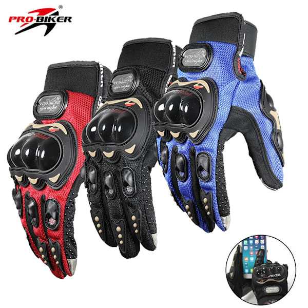 Motorcykelhandskar för män och kvinnor, helfinger, åkhandskar, moto, sommar, vinter, motocross, fårskinns läderhandskar, Guantes-handskar MCS01 RED M