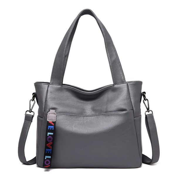 Äkta märke Mjukt läder Väskor med övre handtag Handväskor för kvinnor Kvinnor Crossbody-väskor Messangerväska Stor kapacitet Big Sac Gray-98