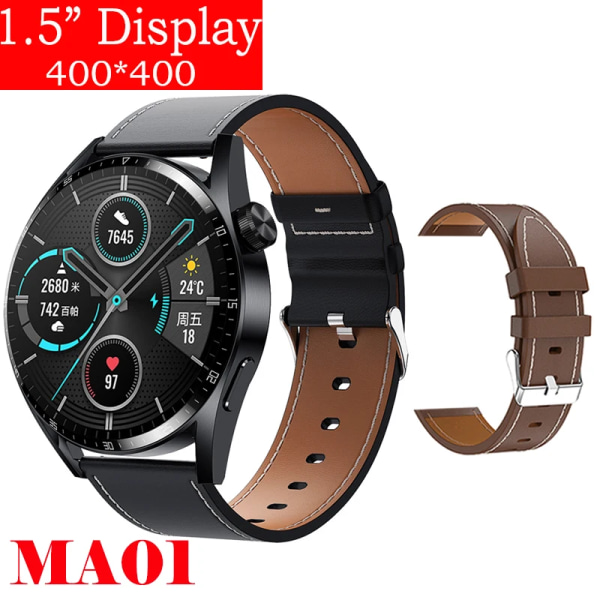 Ny Smart Watch Herr Android GT3 IP68 Vattentät NFC Smartwatch Trådlös Laddning Bluetooth Ring Herr Watch för Bl Le-Br Le smart watches