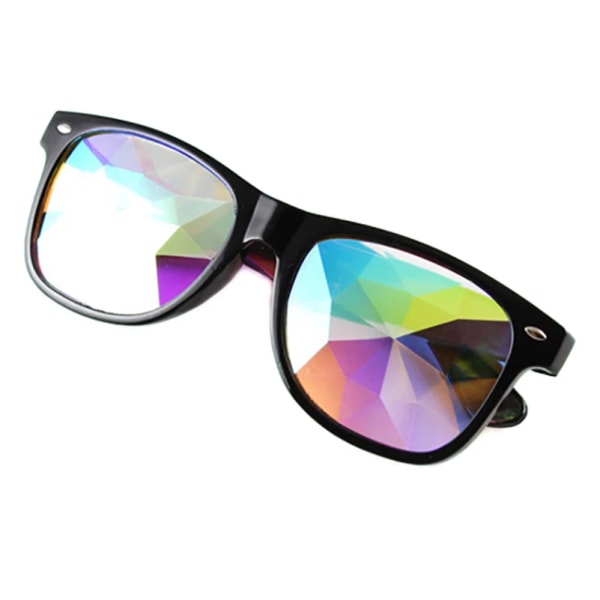 Kalejdoskop Solglasögon Män Kvinnor Fyrkantig ram Diamant Mosaikglasögon Retro Rice Nageldesign Glasögon Snygg festpresent Black