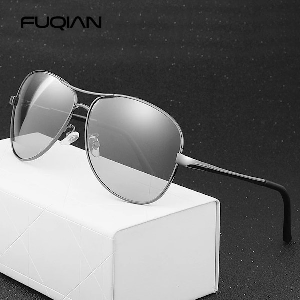 2022 Pilot Photochromic Solglasögon Män Kvinnor Mode Kameleont Polariserade Solglasögon Man Körning Byt färg Night Vision Gun-Photochromic Photochromic