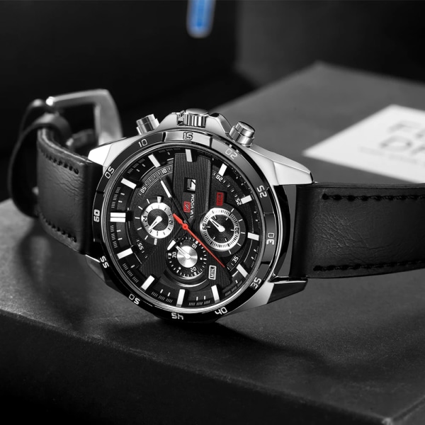 2023 New Racing Car Herrklockor Toppmärke Lyx Sport Reloj Hombre Casual Big Dial Military Leather Black Watches 216G-FH