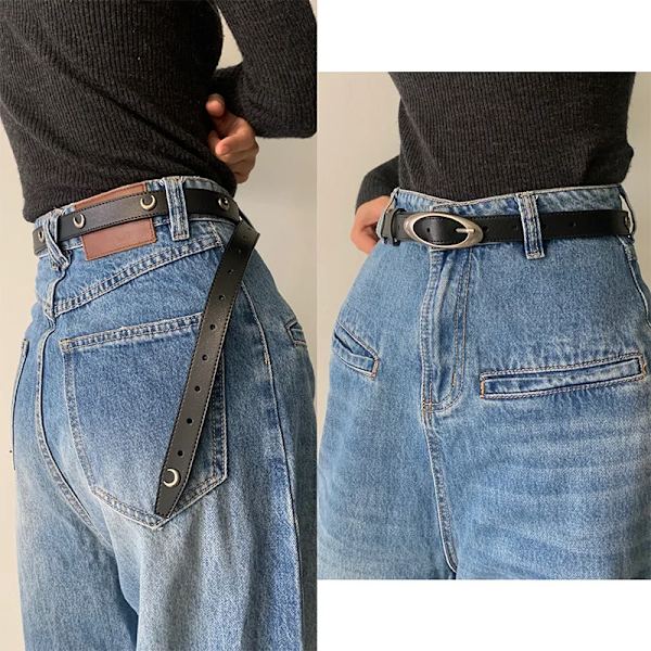 Läder Metall Halvmåne Läderbälte Lyxdesign för kvinnor Mode Casual Mångsidig jeans gördel Gotisk bohemisk koreansk korsett White 105CM