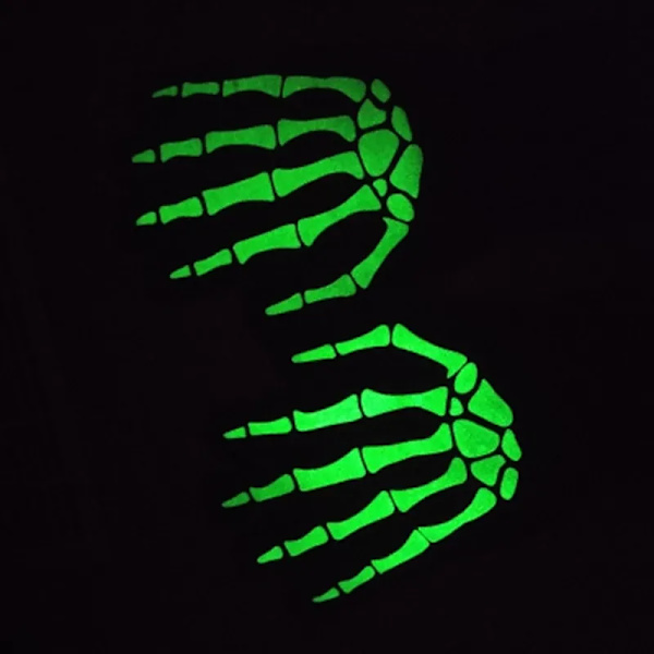 Stickhandskar Skeletthuvud Lysande Halvfinger Hela Fingrar Print Varm Andas Män Kvinnor Fitness Handske Cykelutrustning Luminous-B1 One Size