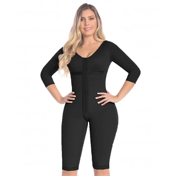 Fajas colombiansk gördel waist trainer dubbelkompression BBL-shorts Magkontrollslida Bantning Platt mage Modelleringsbälte Black M