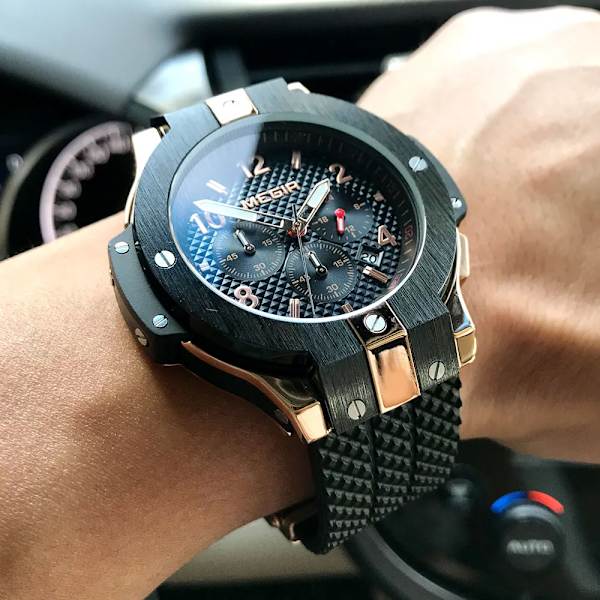 Army Sports Chronograph Quartz Armbandsur Herr Svart Silikon Militär Stoppur Watch Man Relogios Masculino 2050G White