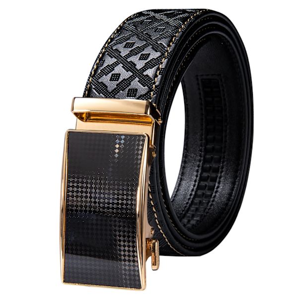 Designer Black Leather Herrbälten Prägling Spärrrem Midjeband Automatiska spännen Glidklänning Jeansbälte för män 110CM-130CM 2291DPA 110cm