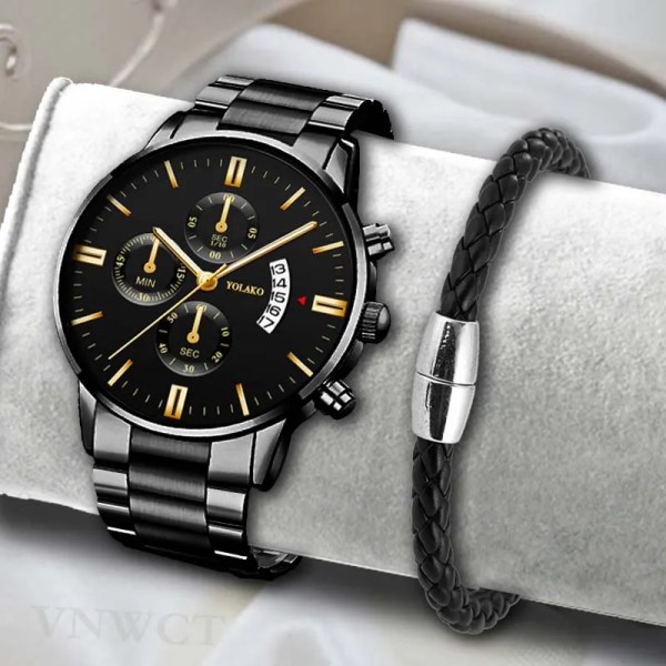 Mode rostfritt stål män watch armband lyx kalender kvarts armbandsur Business klockor för man klocka Relogio Masculino Gold White Bracelet
