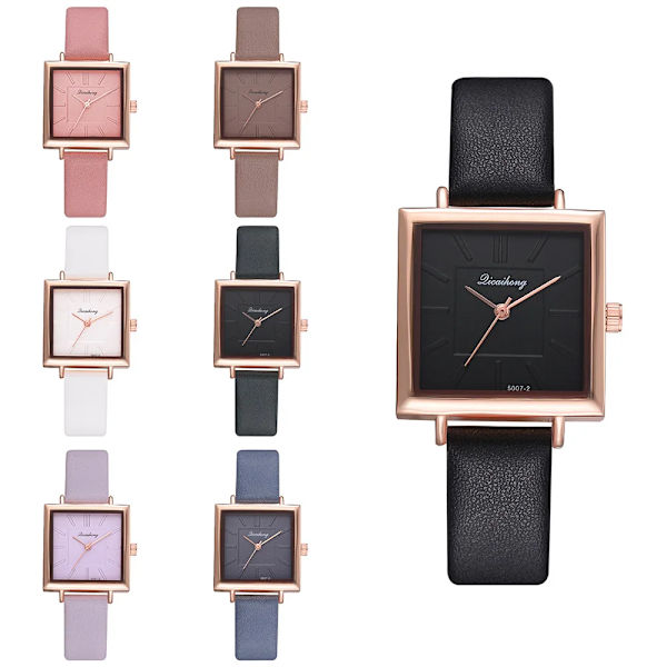 Lyx roséguld Elegant watch Mode Casual Läder Quartz Armbandsur Damklockor för kvinnor White