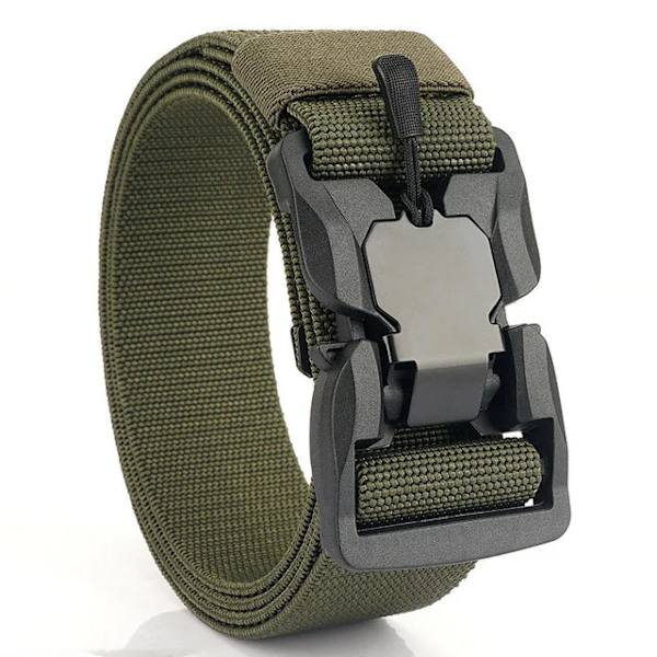 Nytt taktiskt bälte magnetiskt spänne elastiskt bälte med snabbkoppling Casual Nylon Träningsbälte Herrbyxa Bälte YD881 Green 125cm