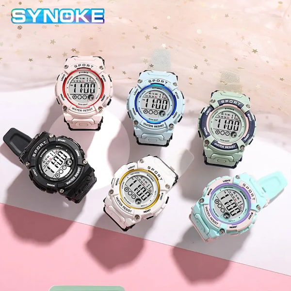 Mode Lyx Dam Klockor 50M Vattentät Utomhussport Elektrisk klocka Multifunktionell Dam Digital Watch reloj hombre white