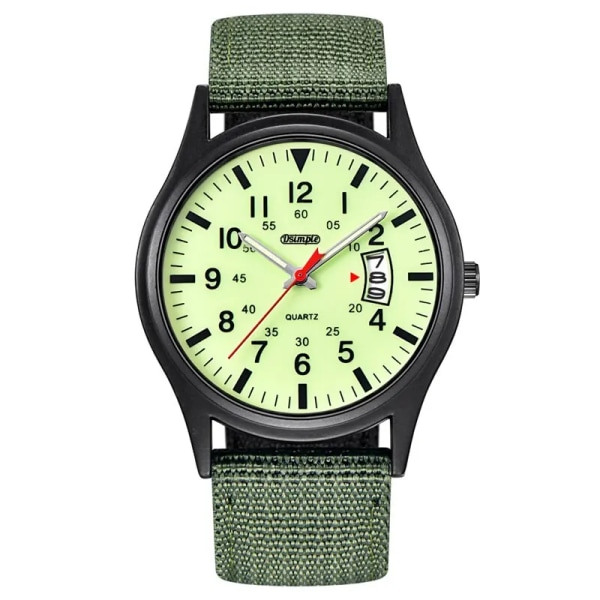 Mode Herr Nylon Klockor Lyx Herr Army Militär Quartz Watch Kalender Datum Armbandsur Relogio Masculino Light Green