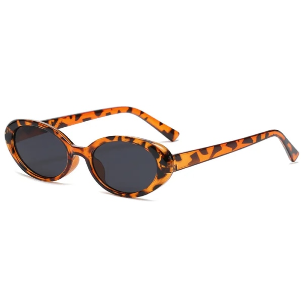 Liten ram Vintage solglasögon Man Märke Designer Solglasögon Manmode Nyanser Oval Spegel Svart Retro Oculos De Sol Leopard Other