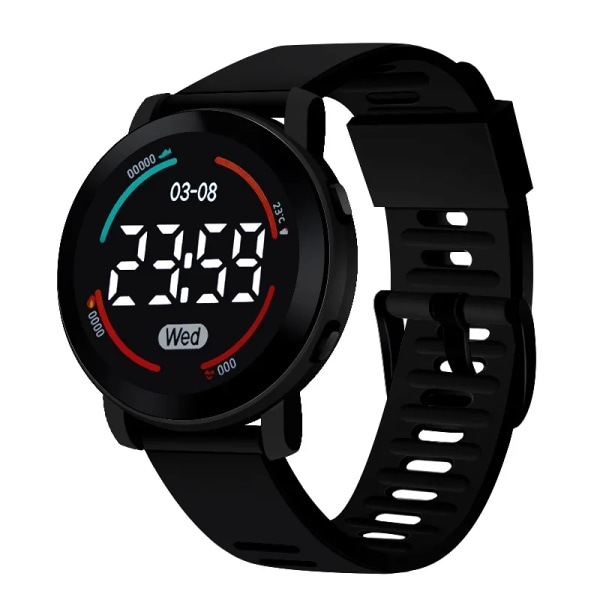 Damklockor Led Digital Elektronisk Watch Herr Utomhussport Casual Slim Mjuk Silikon Damarmbandsur Reloj Digital Mujer Black  800