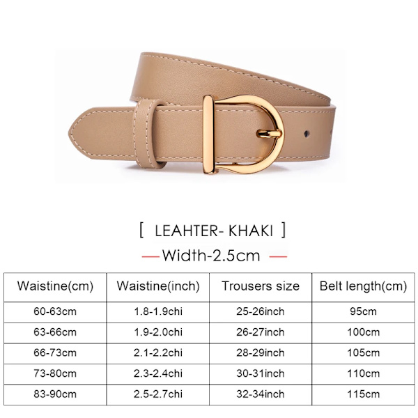 DINISITON Dambälte Äkta läder Damer Tunna Bälten Mode Lyxmärke Högkvalitativa kvinnliga jeans Vindjacka Midjeband Khaki 100cm