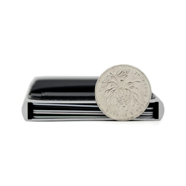 YUECIMIE Smal plånbok i aluminium med elasticitet på baksidan ID Kreditkortshållare Mini RFID-plånbok Automatisk pop-up case Deep Blue