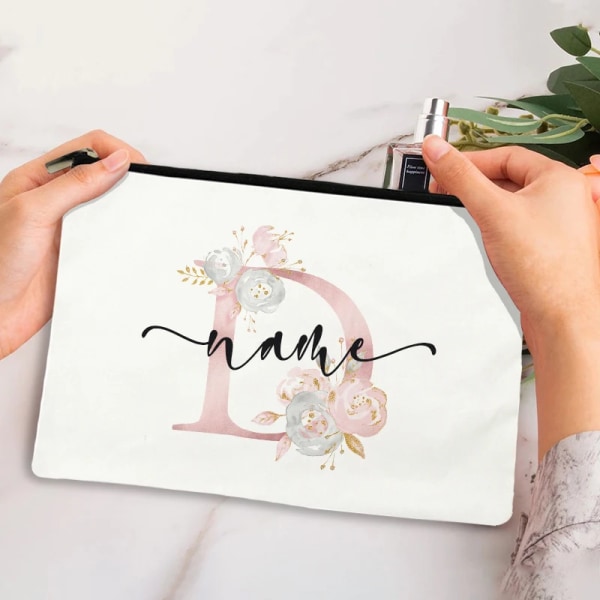 Custom Personalization Print Kvinnor Kosmetisk väska Utomhus sminkväska Resetoalettsaker Organizer Kvinnlig förvaring Sminkfodral D1pinkbwU