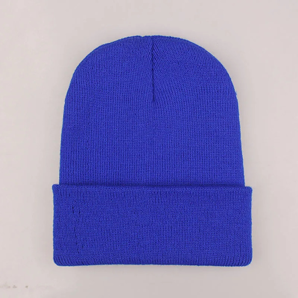 Mössa Vinter för Kvinnor Män Pojkar Flickor Virkad Skullies Hatt Enfärgad Unisex Höststickad Mössa Cap Vilda Tillbehör blue Head 45-60cm
