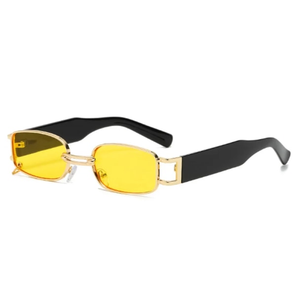 Små vintage solglasögon Man Retro rektangulära solglasögon för manlig märkesdesigner Högkvalitativ metallram fyrkantig Oculos De Sol Gold Yellow other