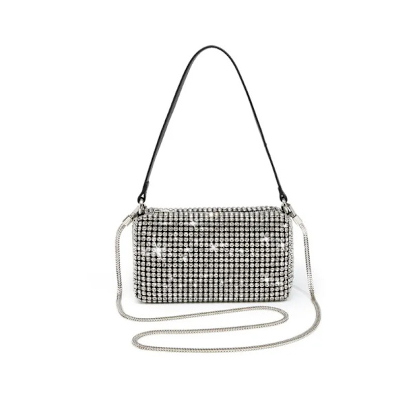 Damväska AW New Rhinestones Handväskor för kvinnor Väskor Diamonds Axelväska Handväska Dam Kvinnlig Crossbody-väska glänsande väska White 3