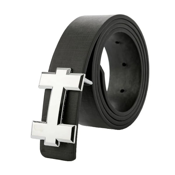 Designbälten Casual läderrem för unisex modebälte Kända märke H-spänne silver-coffee match waist 90-120cm
