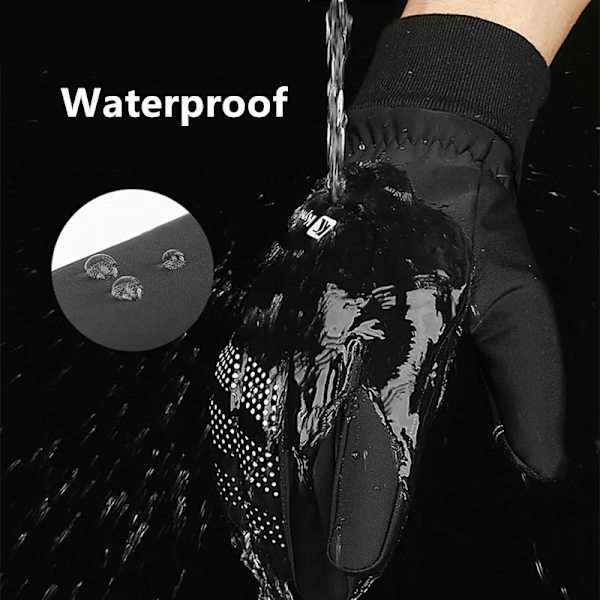 Vintervarma vattentäta handskar för män Kvinnor Thermal fleece Snow Ski Snowboardhandskar Cykling Cykel Cykel Utomhussporthandskar Black XL