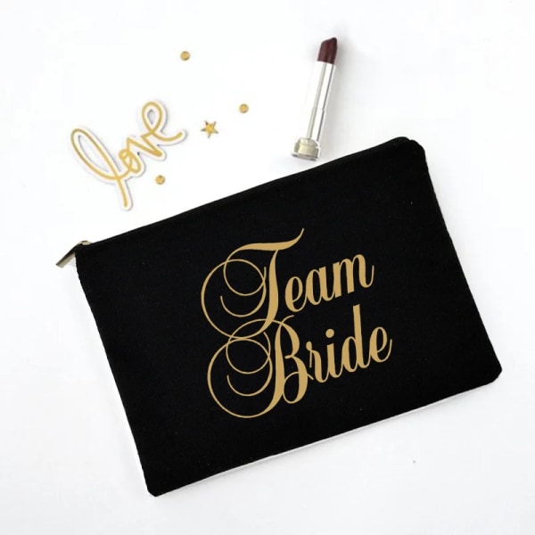 Team Bride Sminkväska Bachelorette Party Kosmetiska väskor Brudtärna Toalettartiklar Organizer Kvinnlig Förvaring Case Bröllopspresenter W01004-TBWH-D