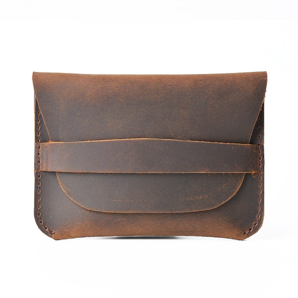 Enkel korthållare i äkta läder Creative Retro Casual Mini plånbok Första lager Kohud Läder Liten förvaring Brown