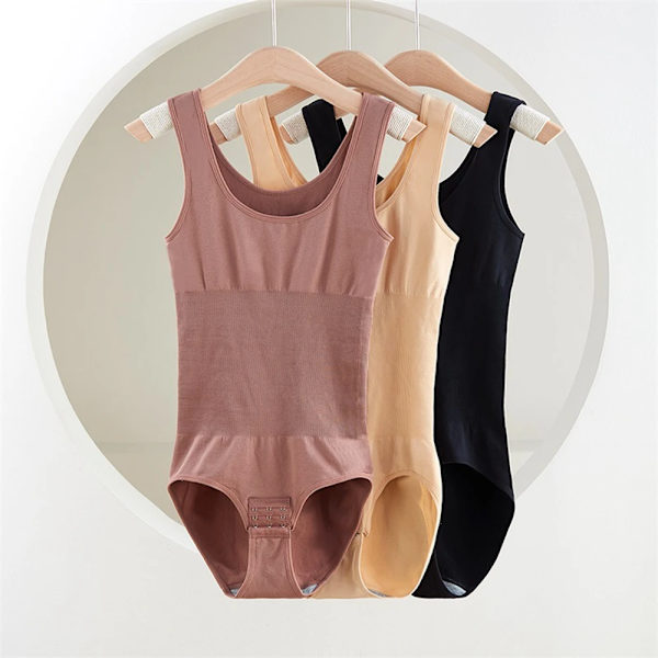 Stor storlek One Piece Body Shapewear Waist trainer Damkorsett Sömlösa magbyxor Grenspänne Slimmande underkläder Beige M-L