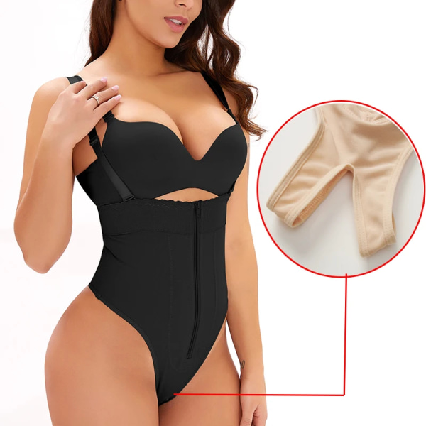 GUUDIA Thong Shapewear 6XL Shapers för kvinnor Magkontroll Fajas Colombianas Body Shaper Dragkedja Öppen byst Body Shaper hole crotch b M