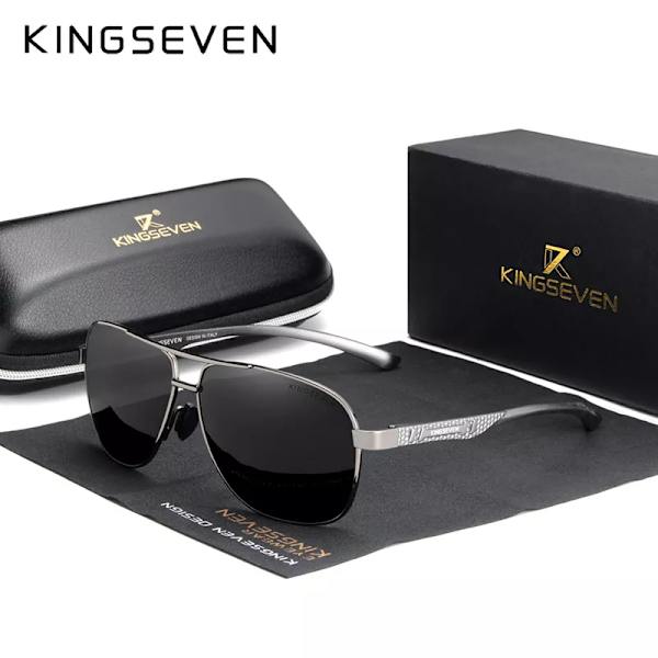 KINGSEVEN 2022 Märke Män Aluminium Solglasögon Polarized UV400 Mirror Man Solglasögon Dam För Män Oculos de sol Gun Gray Original