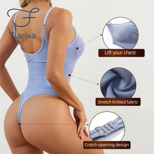 Flarixa Shapewear Dam Magkontroll Sömlös Body Shaper String String Elastisk Spaghetti Strap Body Plus Size Shaping Corset Black M