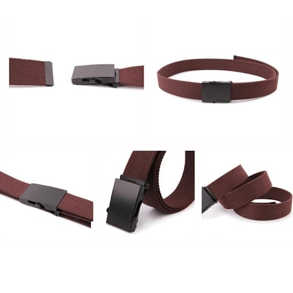 ny högkvalitativ canvasbälte män/kvinnor unisex jeansbälten metallrulle lyxiga automatiska spänne canvasväv midjebälten khaki 80cm