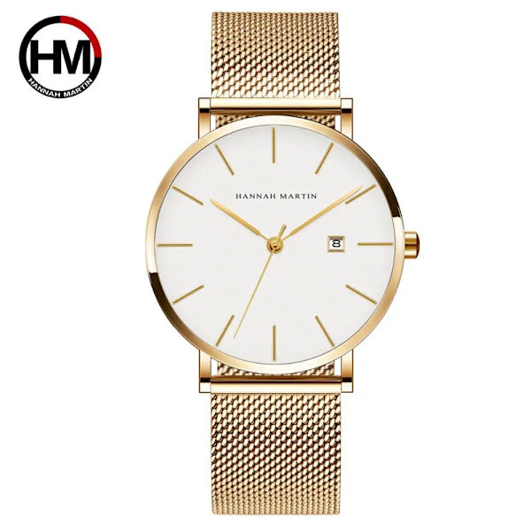 Klassisk Bauhaus Design Watch Mörkblå Japan Quartz Vattentät Rostfritt Stål Mode Affärskalender Ultra Tunna Klockor 151B-WJJ