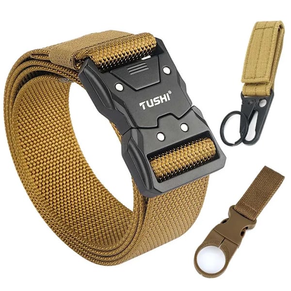 VATLTY 2022 Snabbtorkande taktiskt bälte män Hårdlegering Snabbspänne 1200D Mjuk nylon Army Bälte Hane Militär utrustning Wolf brown 1 set 125cm(adjustable)