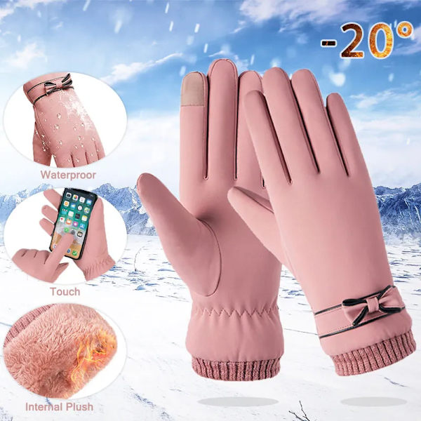 Thermal vinter Damhandskar Herr Cykelcykelhandskar Handvärmare Fleecefodrade Guantes Helfingervantar Pekskärm Vattentät Style2 Khaki
