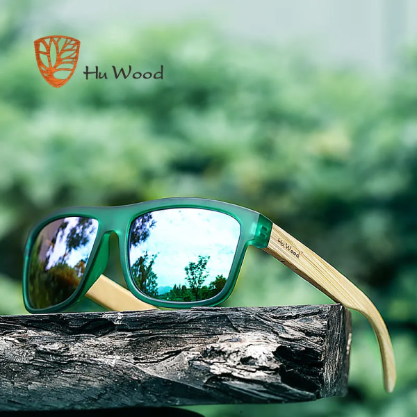 HU WOOD New Arrival Sea Gradient Shades Solglasögon för män Bambu Solglasögon Röda UV400 Linser Sport Mode Körning GR8010 Red Polarized