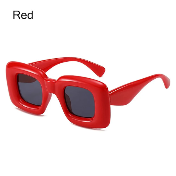 Retro Y2K Square Candy Color Dam Solglasögon Skärmar UV400 Modemärke Designer Män Röd Gul Unika solglasögon Breda ben A-Red