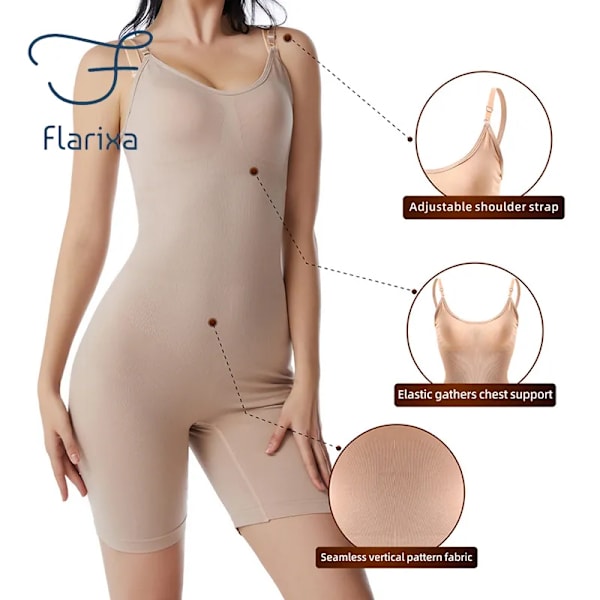 Flarixa bantningskorsett Kvinna Flat Belly Shapewear Kvinnor Helkroppsformare Sömlös rumplyftande Body Magkontroll Underkläder Beige M