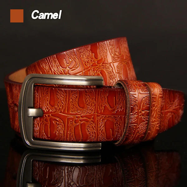 HREECOW Designerbälten Herr Högkvalitativt manligt bälte Äkta läderrem Lyx Kända märke Krokodilnål Spänne Ceinture Homme Camel 110cm