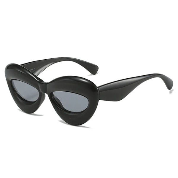 SO&EI Retro Cat Eye Candy Färg Solglasögon Dammodemärke Designer Ovala linsskydd UV400 Män Gul Rosa Solglasögon Black grey As the picture