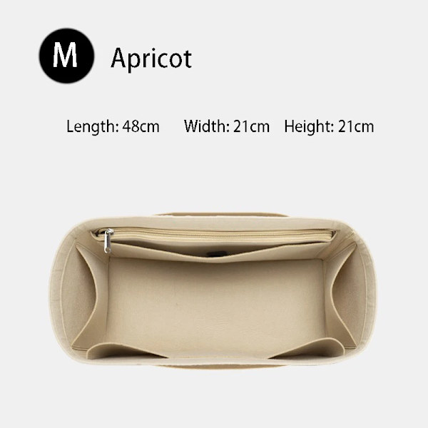TINBERON Insert Organizer Stor kapacitet Resväska Specialliner Väska Filttyg Sida Pull Typ fodrad väska Sminkväska Apricot M