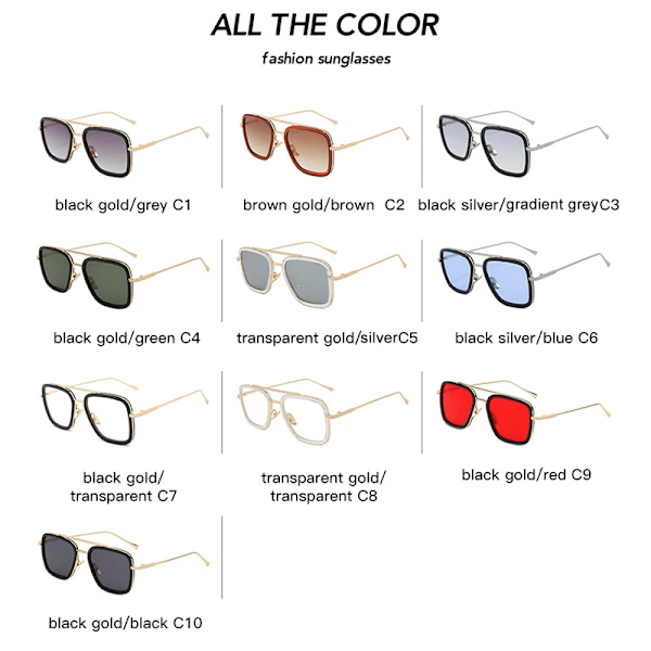 Lyx Steampunk Män Fyrkantiga Solglasögon Tony Stark Iron Man Solglasögon Vintage Metal Glasögon Pilot Solglasögon UV400 Man Gafas C3 Gradient Grey As picture