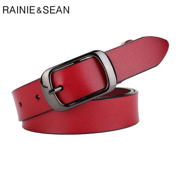 RAINIE SEAN Vitt bälte Kvinnor Kvinnor Äkta Läder Kvinnor Bälte Hög kvalitet Märke Spänne Dam Bälten för Jeans 110cm black 110cm