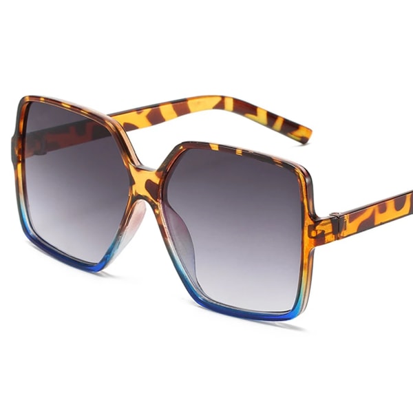Svarta fyrkantiga överdimensionerade solglasögon Kvinnor Stor ram Färgglada solglasögon Kvinnliga Spegel Oculos Unisex Gradient Hip Hop nyanser C1 Black-Gray As Picture
