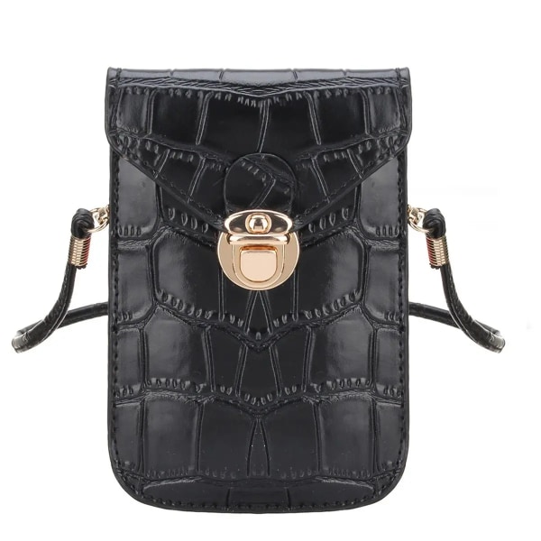 Silver Mobiltelefon Miniväskor Små Clutches Axelväska Krokodilläder Kvinnor Handväska Svart Clutch Handväska Handväska Flik Black