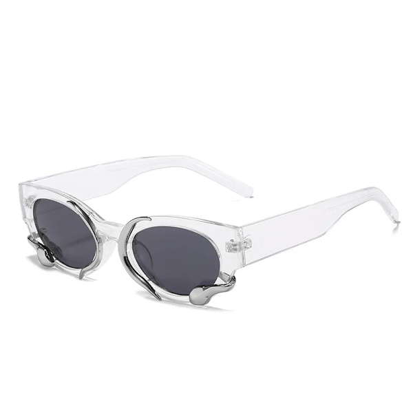 Rektangulära solglasögon för kvinnor Punk Style Snake Solglasögon Lyxmärke Designer Glasögon UV400 Män Hip Pop Shades Glasögon Retro Gray multi