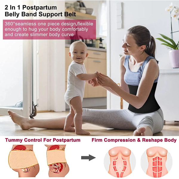2-i-1-band Body Shaper Waist trainer Magplastik Bälte Bantning Shapewear gördel Efter förlossning magåterställning waist trainer Beige S