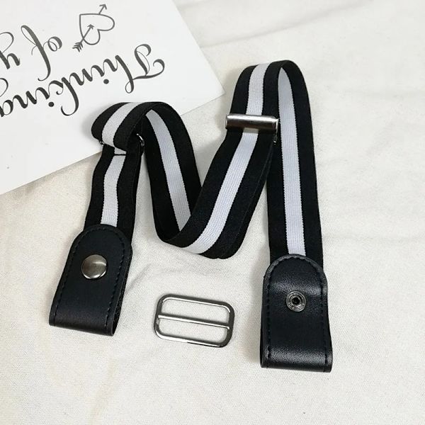Enkelt Bälte Utan Spänne Elastiska Bälten För Dam Stretchrem Herr Jeans Cintos Utdragbar Barn Pojkar Flickor Cinturon Mujer-rem black white 85-120cm